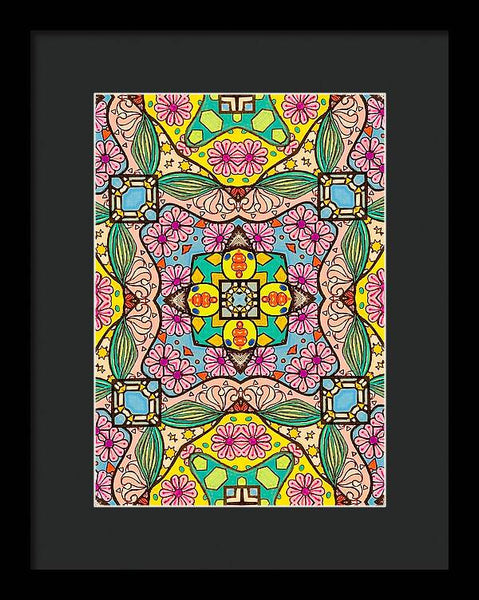 Pink Flower Doodle - Framed Print