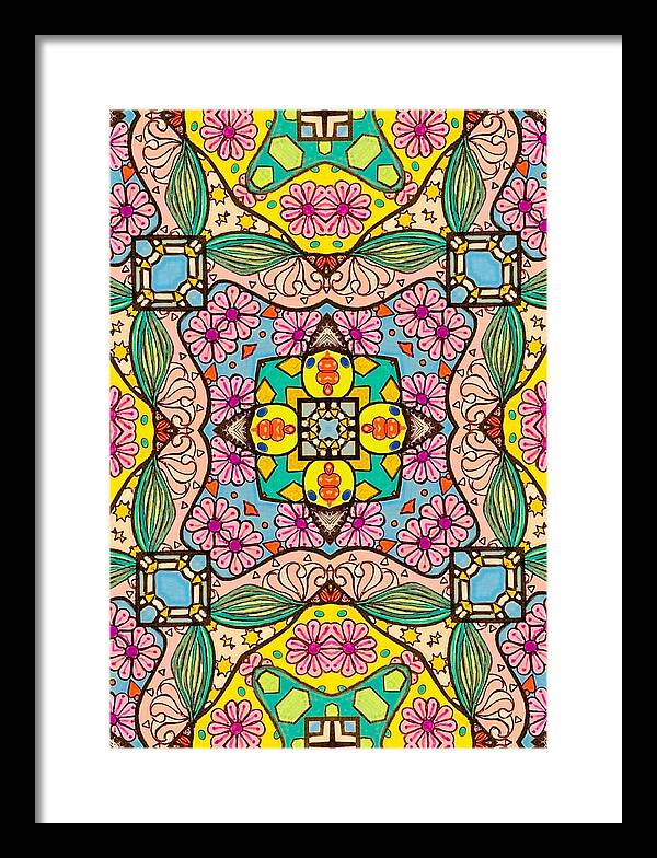 Pink Flower Doodle - Framed Print