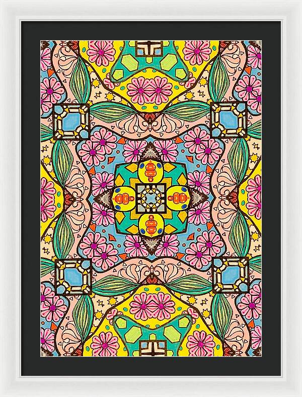 Pink Flower Doodle - Framed Print