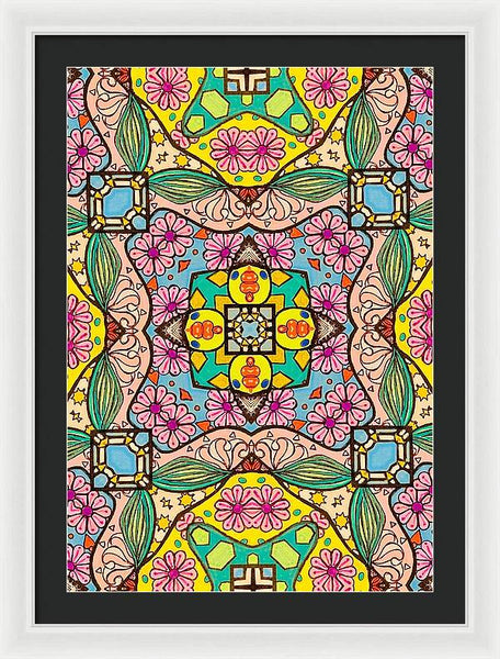 Pink Flower Doodle - Framed Print