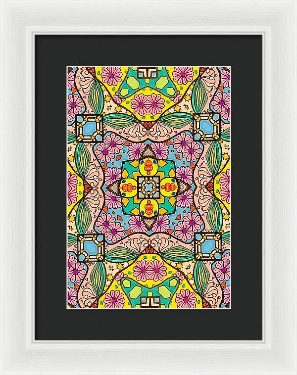 Pink Flower Doodle - Framed Print
