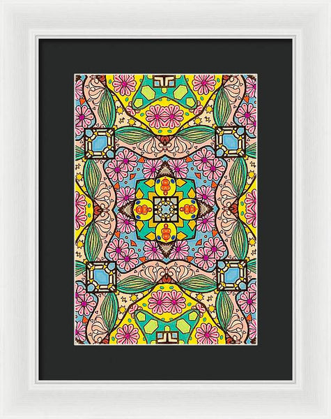 Pink Flower Doodle - Framed Print