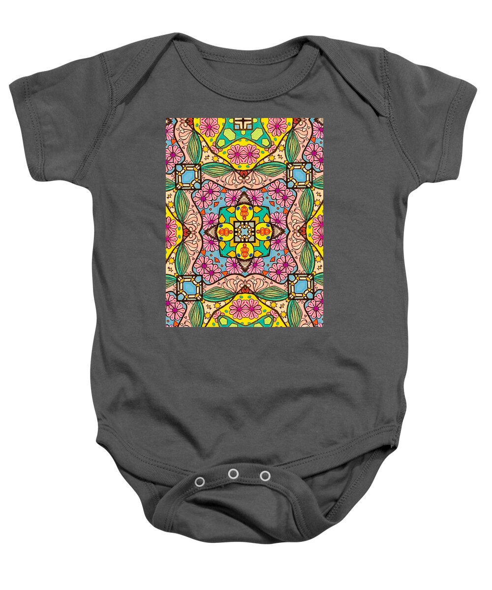 Pink Flower Doodle - Baby Onesie