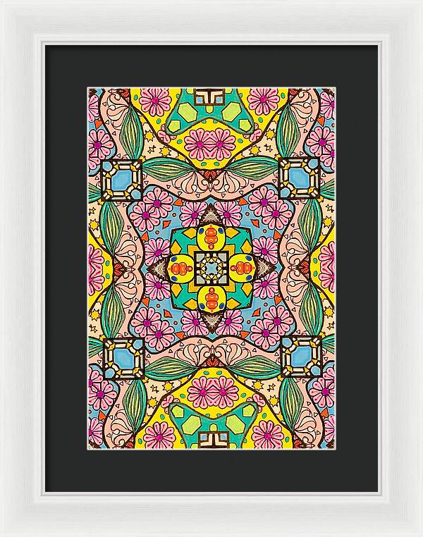 Pink Flower Doodle - Framed Print