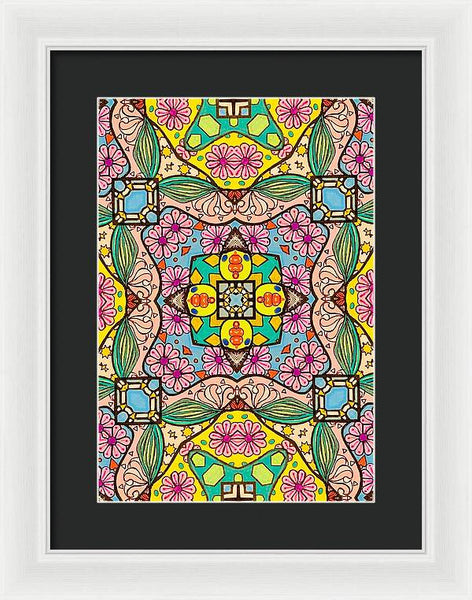 Pink Flower Doodle - Framed Print