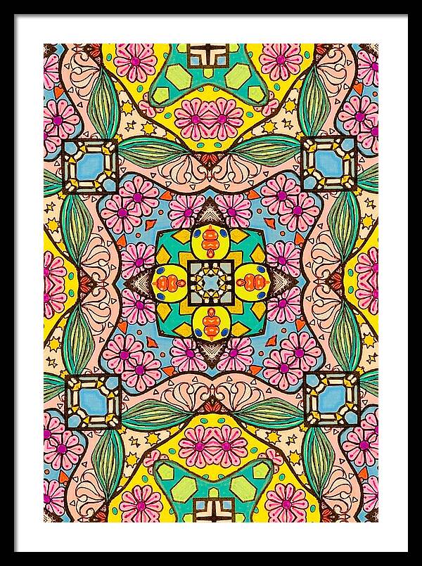 Pink Flower Doodle - Framed Print