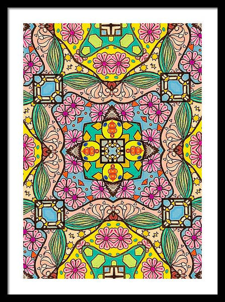Pink Flower Doodle - Framed Print