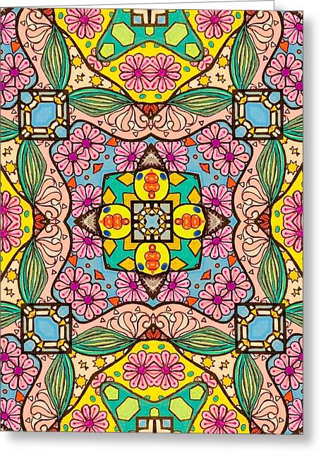 Pink Flower Doodle - Greeting Card