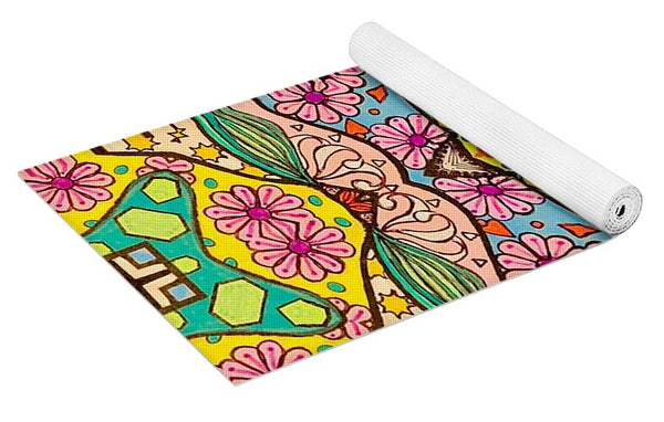 Pink Flower Doodle - Yoga Mat