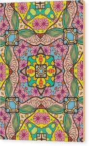 Pink Flower Doodle - Wood Print