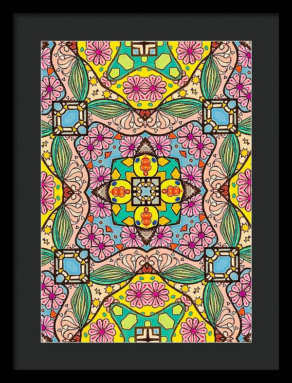 Pink Flower Doodle - Framed Print