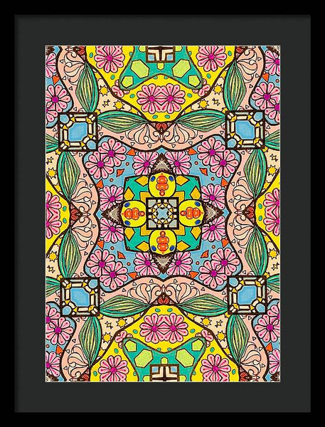 Pink Flower Doodle - Framed Print