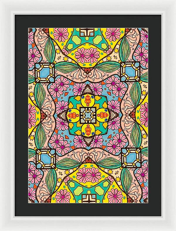 Pink Flower Doodle - Framed Print