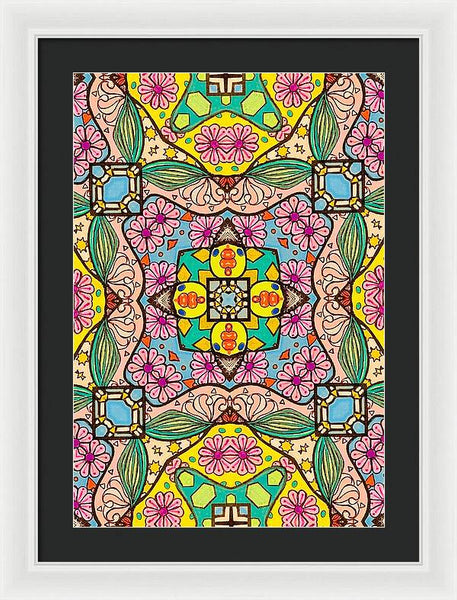 Pink Flower Doodle - Framed Print