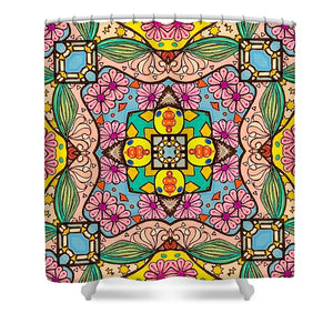 Pink Flower Doodle - Shower Curtain