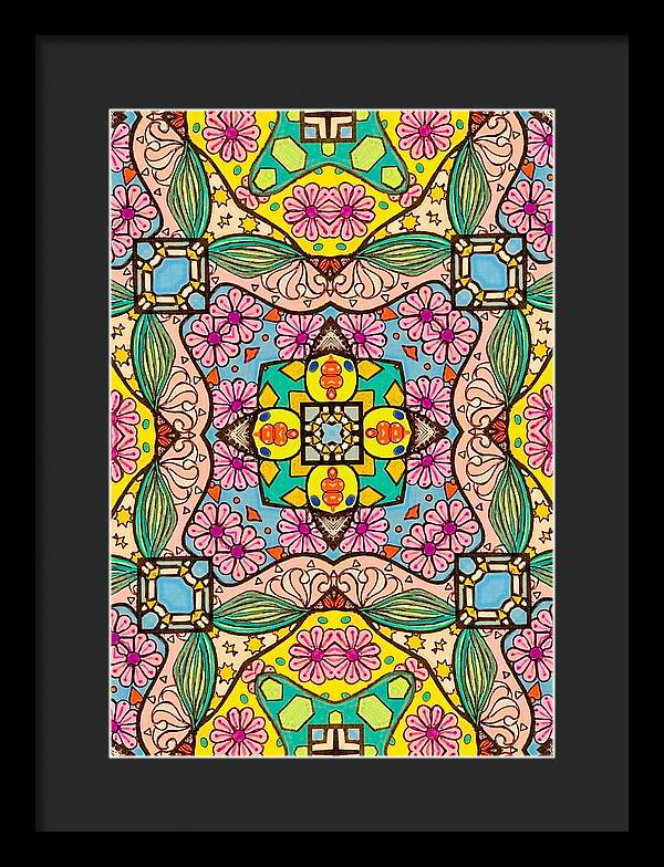 Pink Flower Doodle - Framed Print