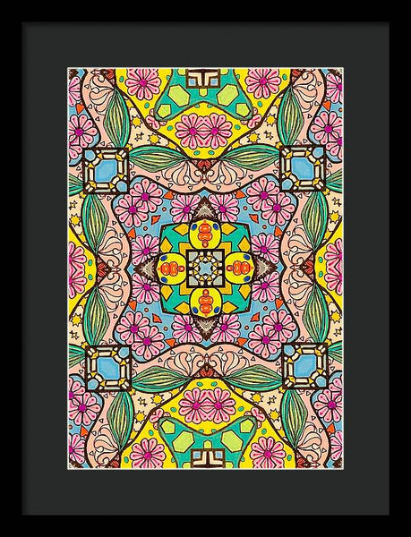 Pink Flower Doodle - Framed Print
