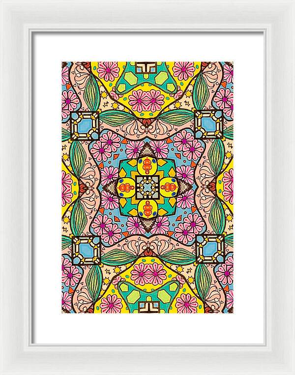 Pink Flower Doodle - Framed Print