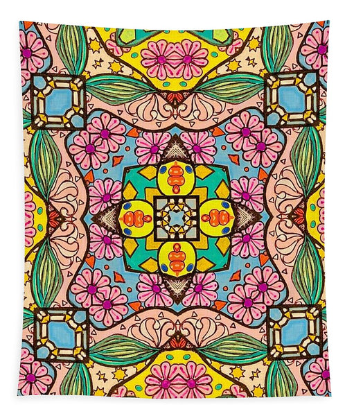 Pink Flower Doodle - Tapestry