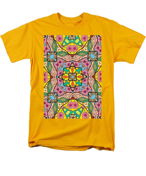 Pink Flower Doodle - Men's T-Shirt  (Regular Fit)
