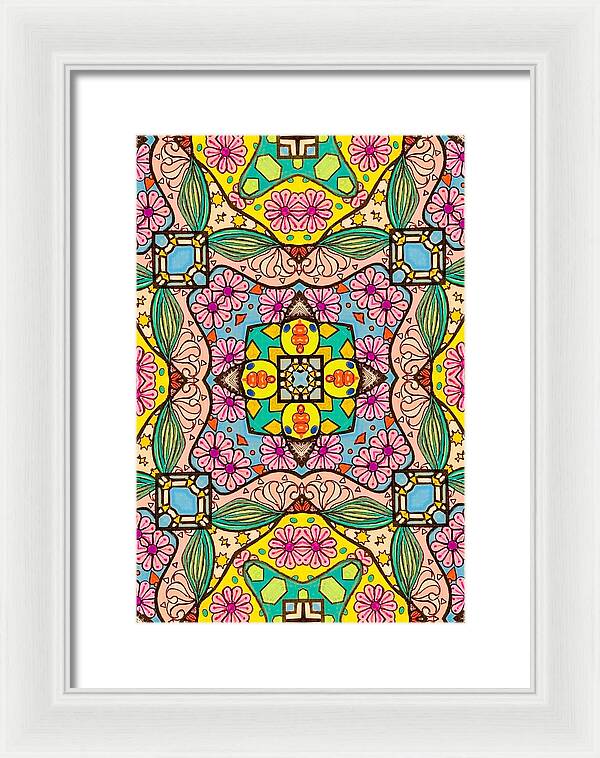 Pink Flower Doodle - Framed Print