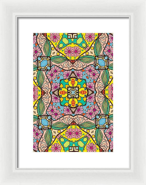 Pink Flower Doodle - Framed Print