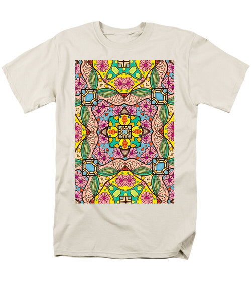 Pink Flower Doodle - Men's T-Shirt  (Regular Fit)