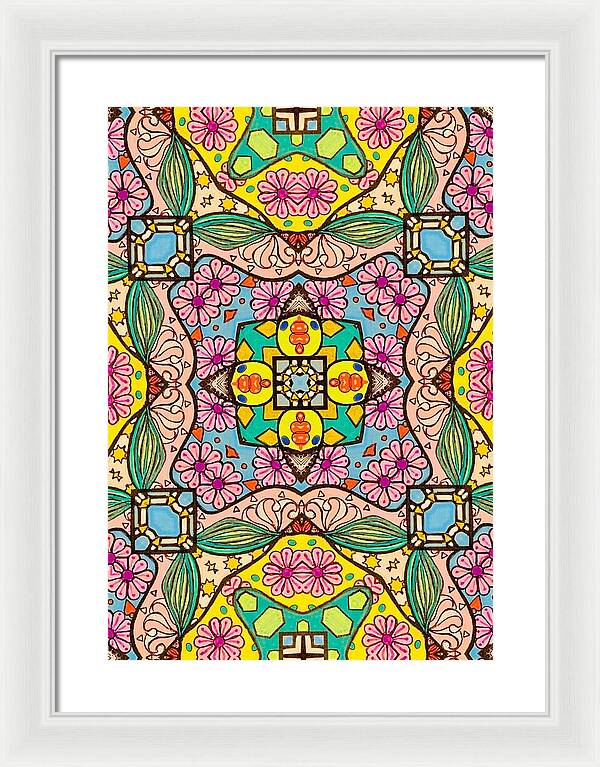 Pink Flower Doodle - Framed Print