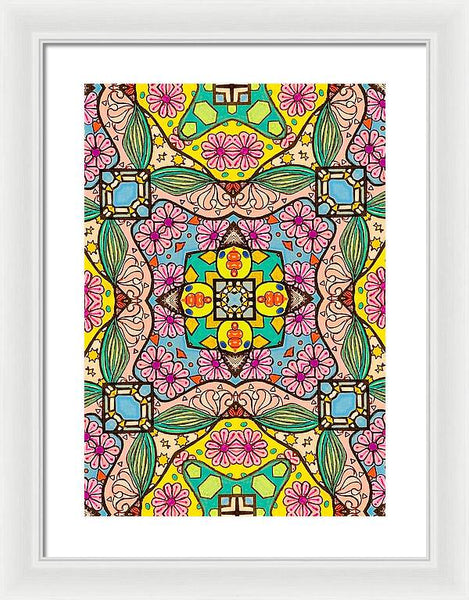 Pink Flower Doodle - Framed Print