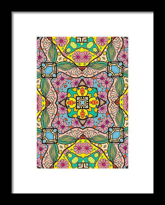 Pink Flower Doodle - Framed Print