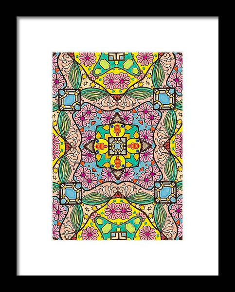 Pink Flower Doodle - Framed Print