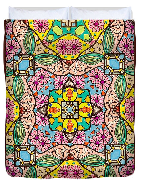 Pink Flower Doodle - Duvet Cover