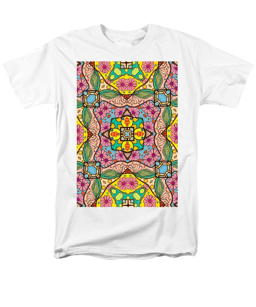 Pink Flower Doodle - Men's T-Shirt  (Regular Fit)