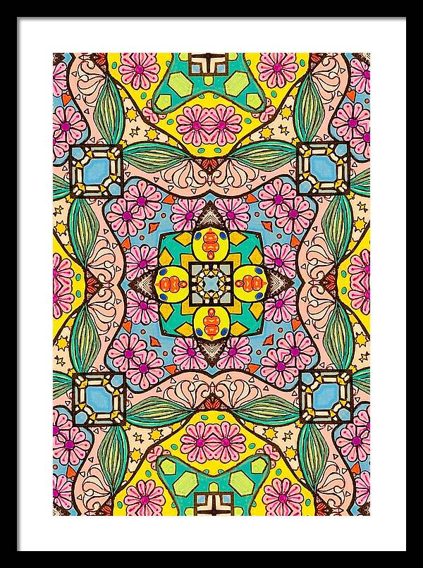 Pink Flower Doodle - Framed Print