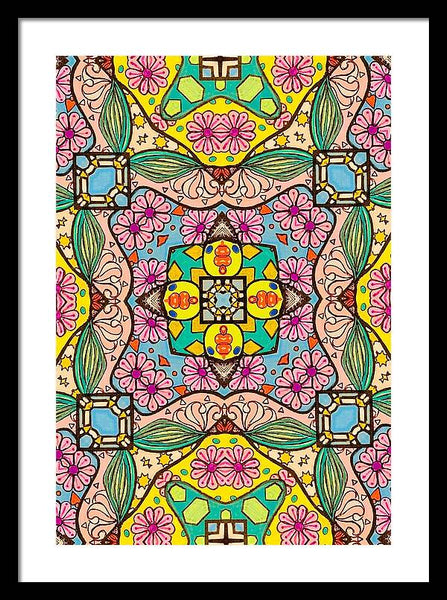 Pink Flower Doodle - Framed Print