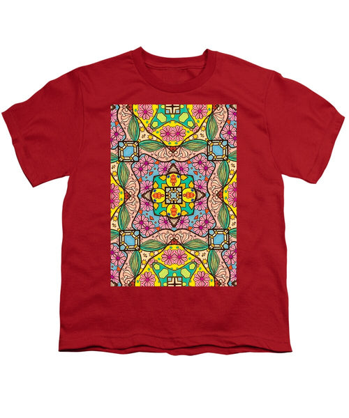 Pink Flower Doodle - Youth T-Shirt
