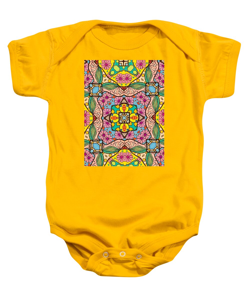 Pink Flower Doodle - Baby Onesie