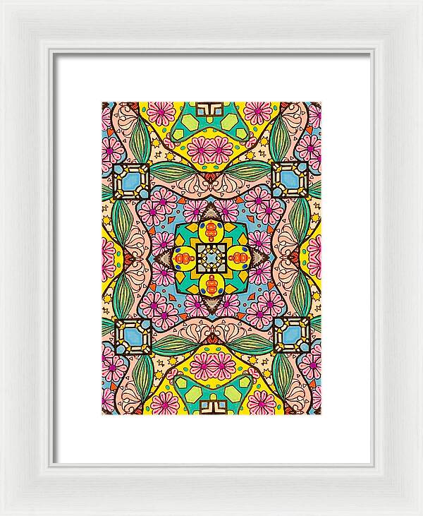Pink Flower Doodle - Framed Print