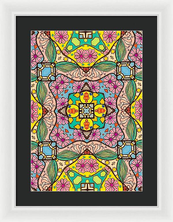 Pink Flower Doodle - Framed Print