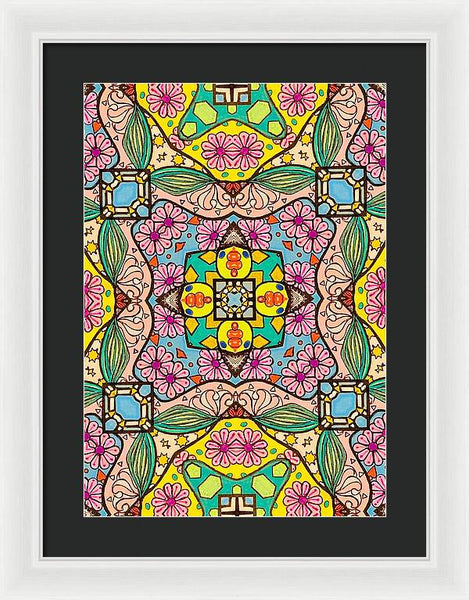 Pink Flower Doodle - Framed Print