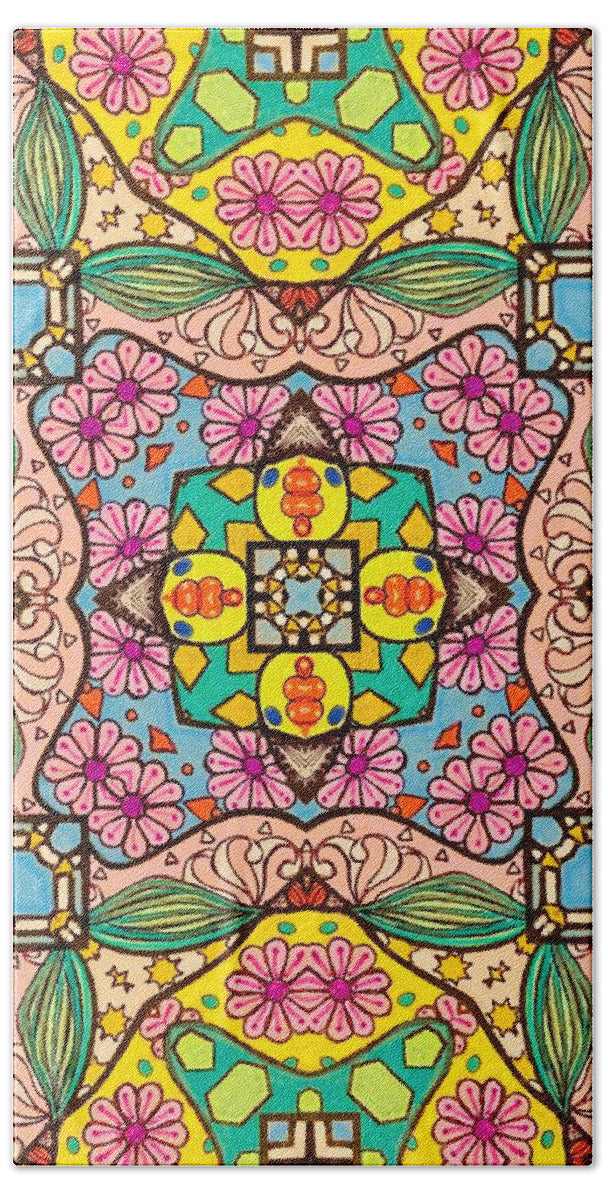 Pink Flower Doodle - Bath Towel