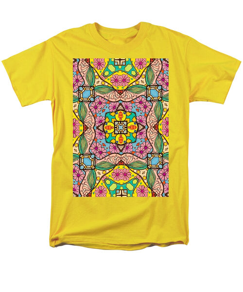 Pink Flower Doodle - Men's T-Shirt  (Regular Fit)