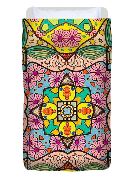 Pink Flower Doodle - Duvet Cover