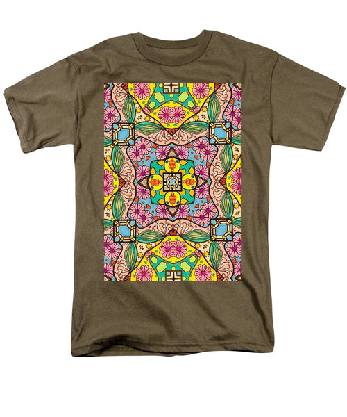 Pink Flower Doodle - Men's T-Shirt  (Regular Fit)