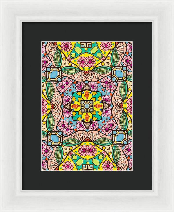 Pink Flower Doodle - Framed Print