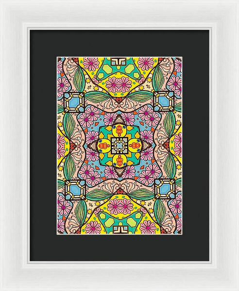 Pink Flower Doodle - Framed Print