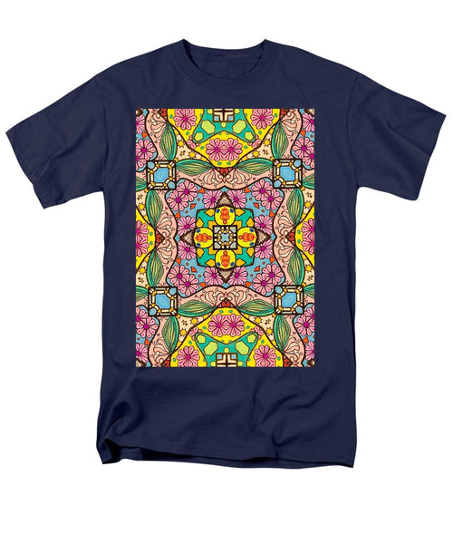 Pink Flower Doodle - Men's T-Shirt  (Regular Fit)