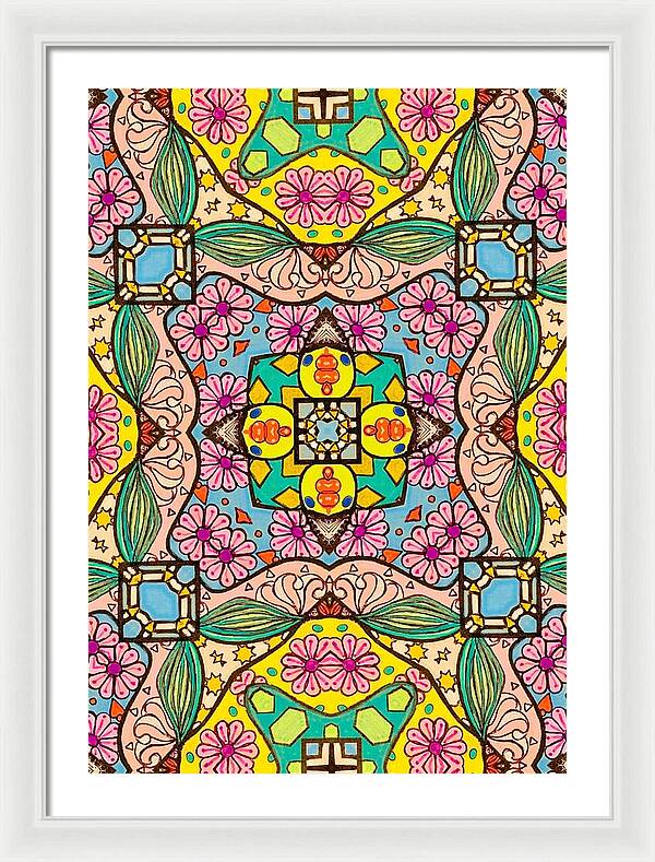 Pink Flower Doodle - Framed Print