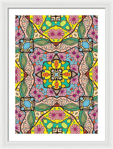 Pink Flower Doodle - Framed Print
