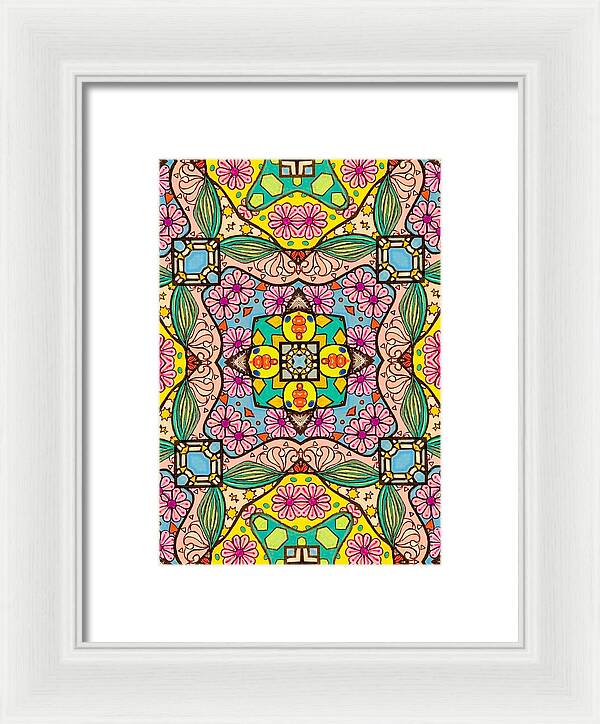Pink Flower Doodle - Framed Print